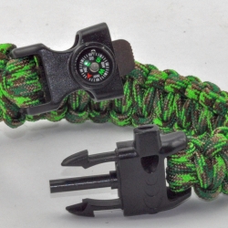 BRACCIALE PARACORD 550 Type III 5 in 1 - con Manuale - GREEN FLAME CAMOUFFAGE